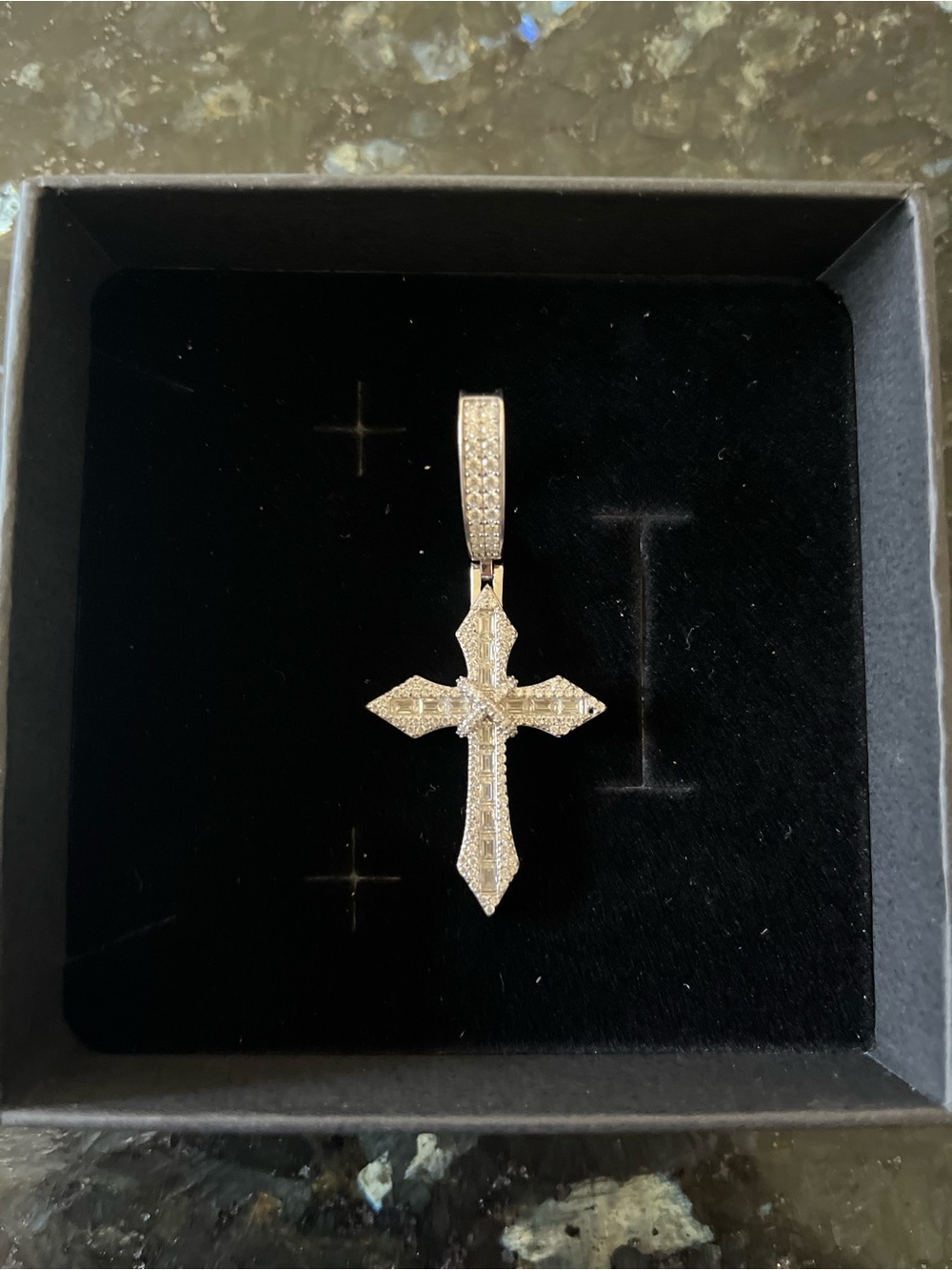 925 Silver Moissanite Baguette Pave Set Cross Pendant Iced Out Hip Hop Necklace